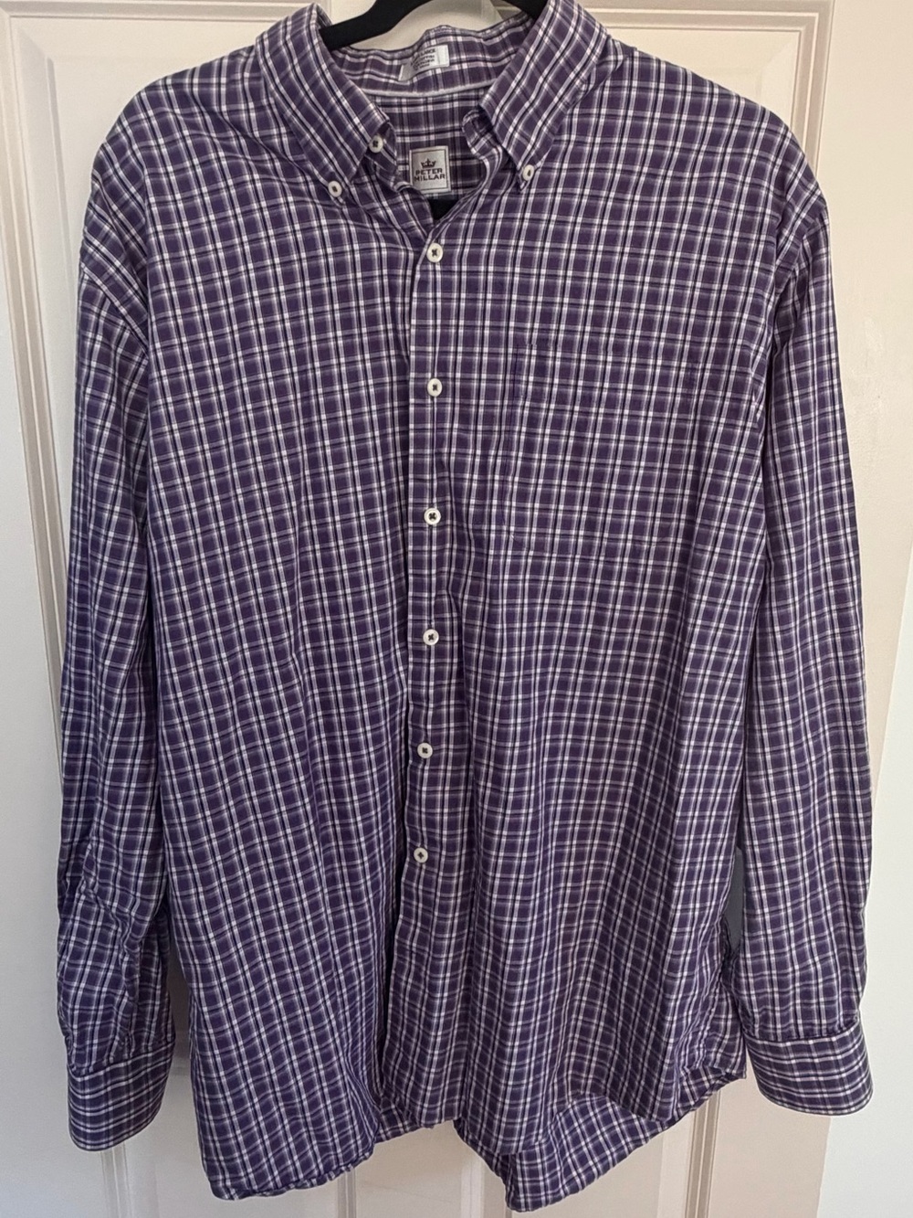 Peter Millar Purple Plaid Button-Down Shirt
